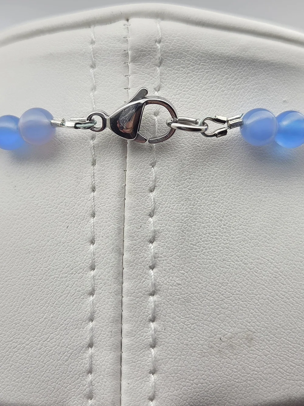 Blue Glass Beaded Faux Pearl & Crystal Accent Strand Necklace - 19